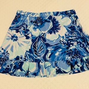 Lilly Pulitzer Blue and White Ruffled A-Line Mini Skirt